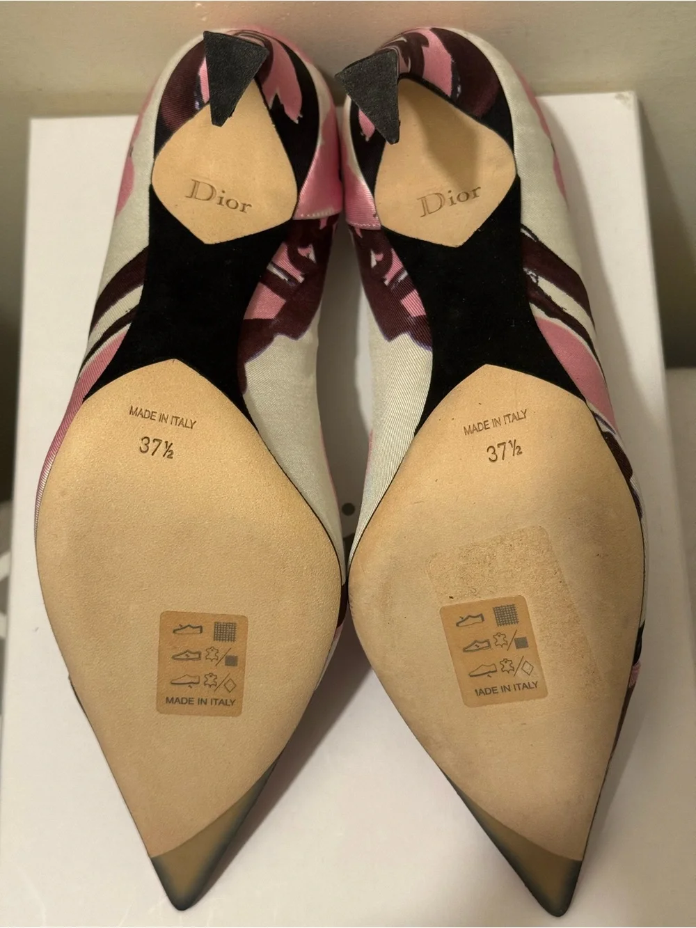 BNIB Christian Dior Songe Pink Burgundy Floral Satin Pumps Full Set Raf Simons